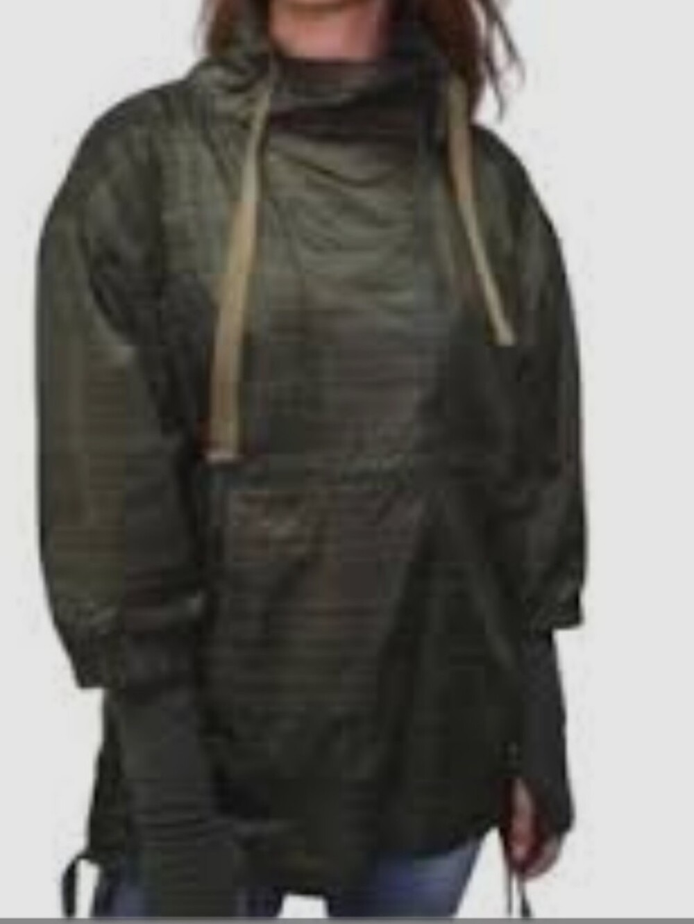 REI Co-op Pullover Jacket Olive Green Ripstop Quarter Zip Anorak Medium Rain